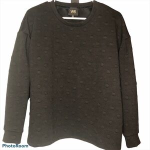W5 black polka dot puff sleeve crew neck